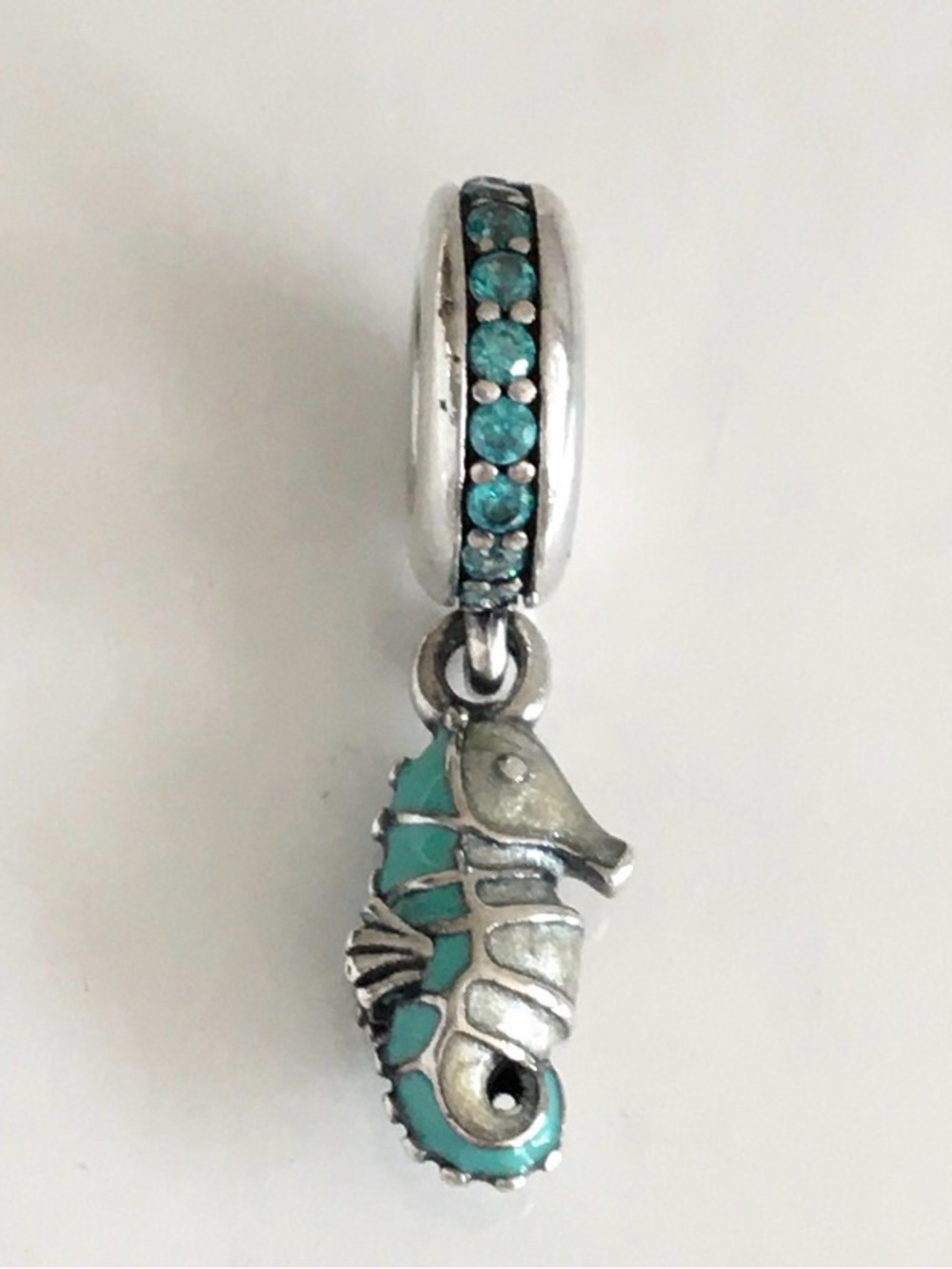 Pandora Retired Seahorse Turquoise Enamel Charm AUTHENTIC